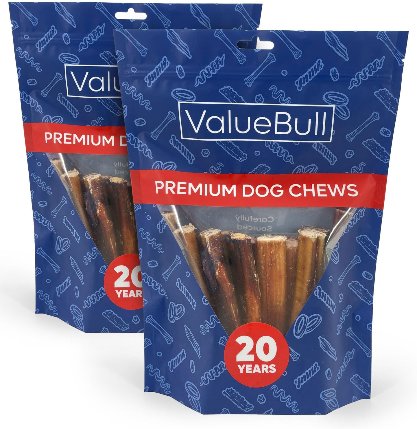 ValueBull Bully Sticks for Large Dogs - Jumbo 6 Inch Treats