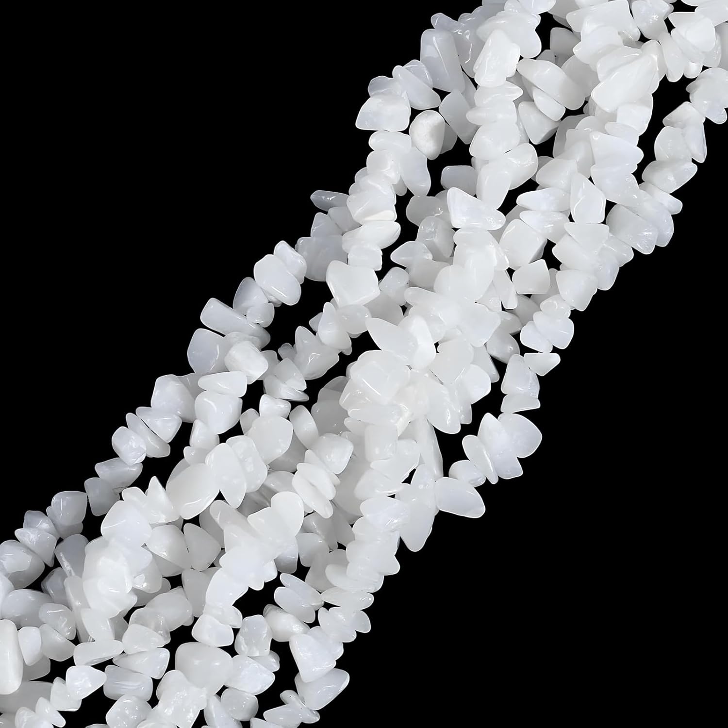 30 White Jade Chips Strand for Energy Healing