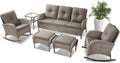 6 Pieces Patio Rocking Chairs Outdoor Conversation Set - Comfortable