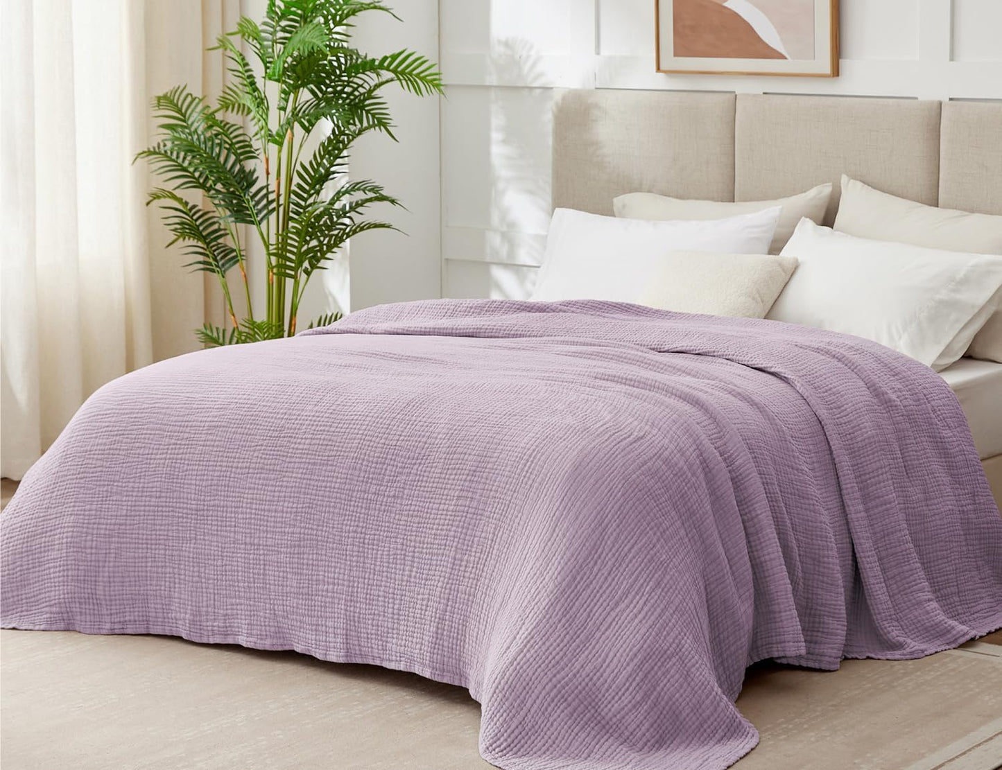 100% Cotton Muslin Blanket Queen Size for All Seasons Comfort