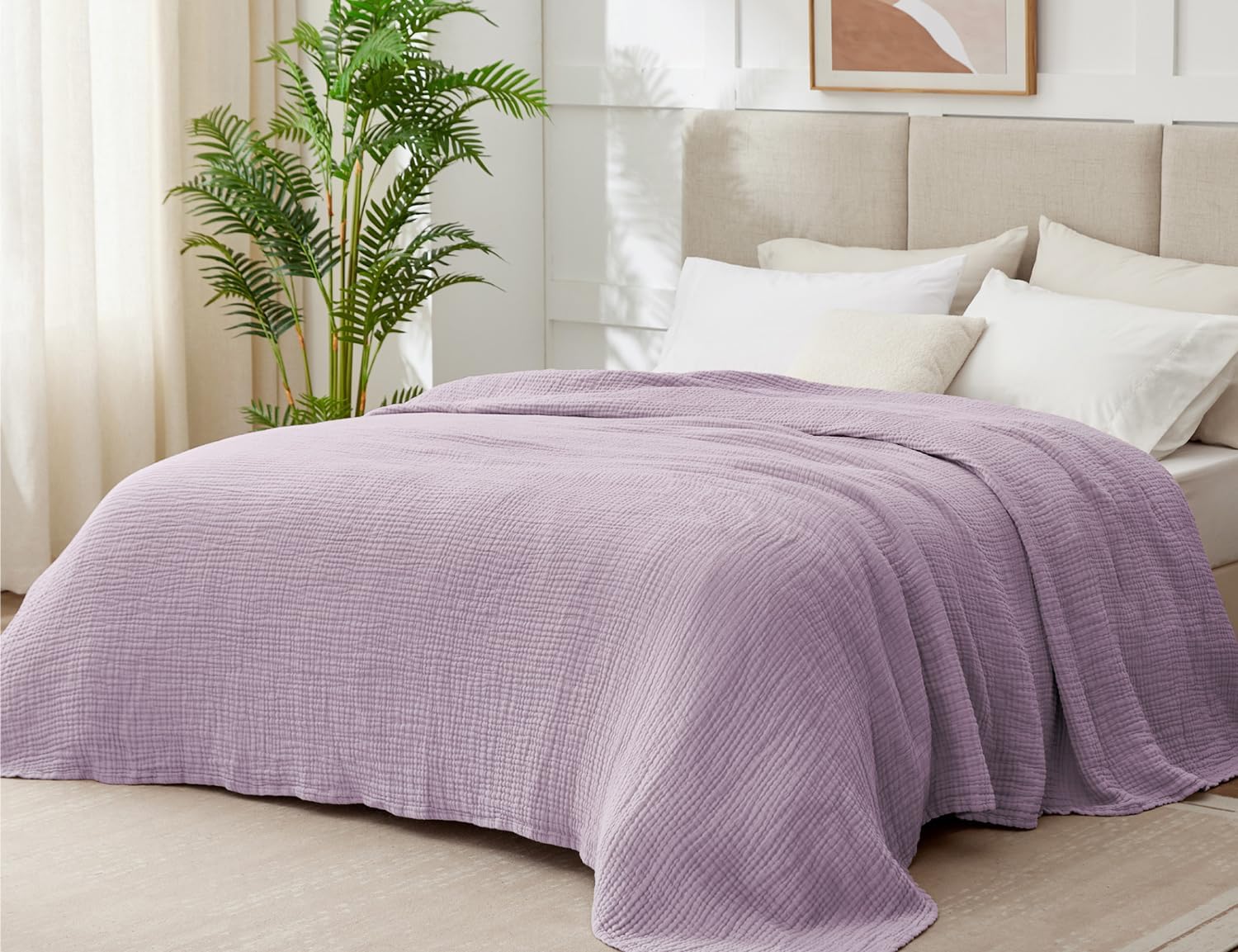 100% Cotton Muslin Blanket Queen Size for All Seasons Comfort