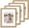 11x14 Picture Frame Set of 4 - Natural Oak Glass Frames for 8x10