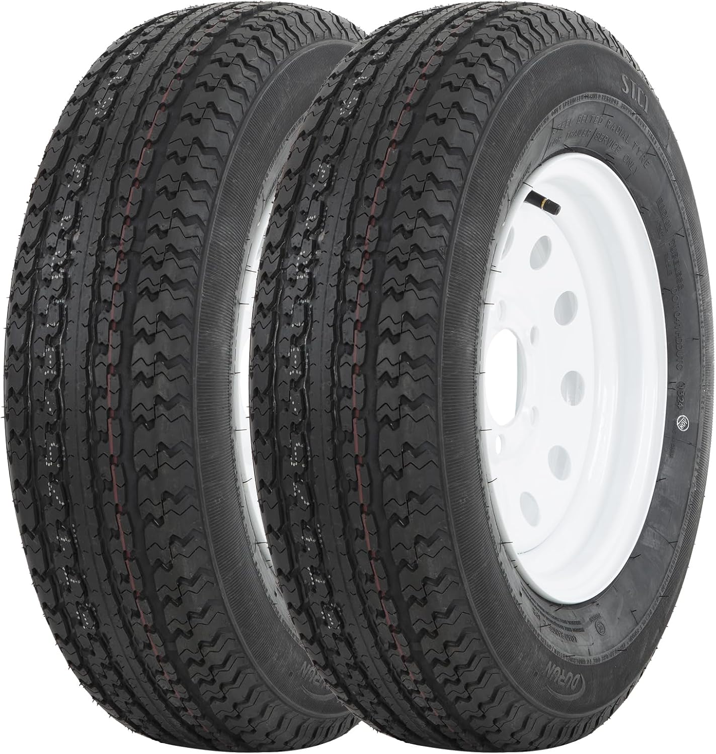 Durun ST175/80R13 Radial Trailer Tire with 13in White Wheel