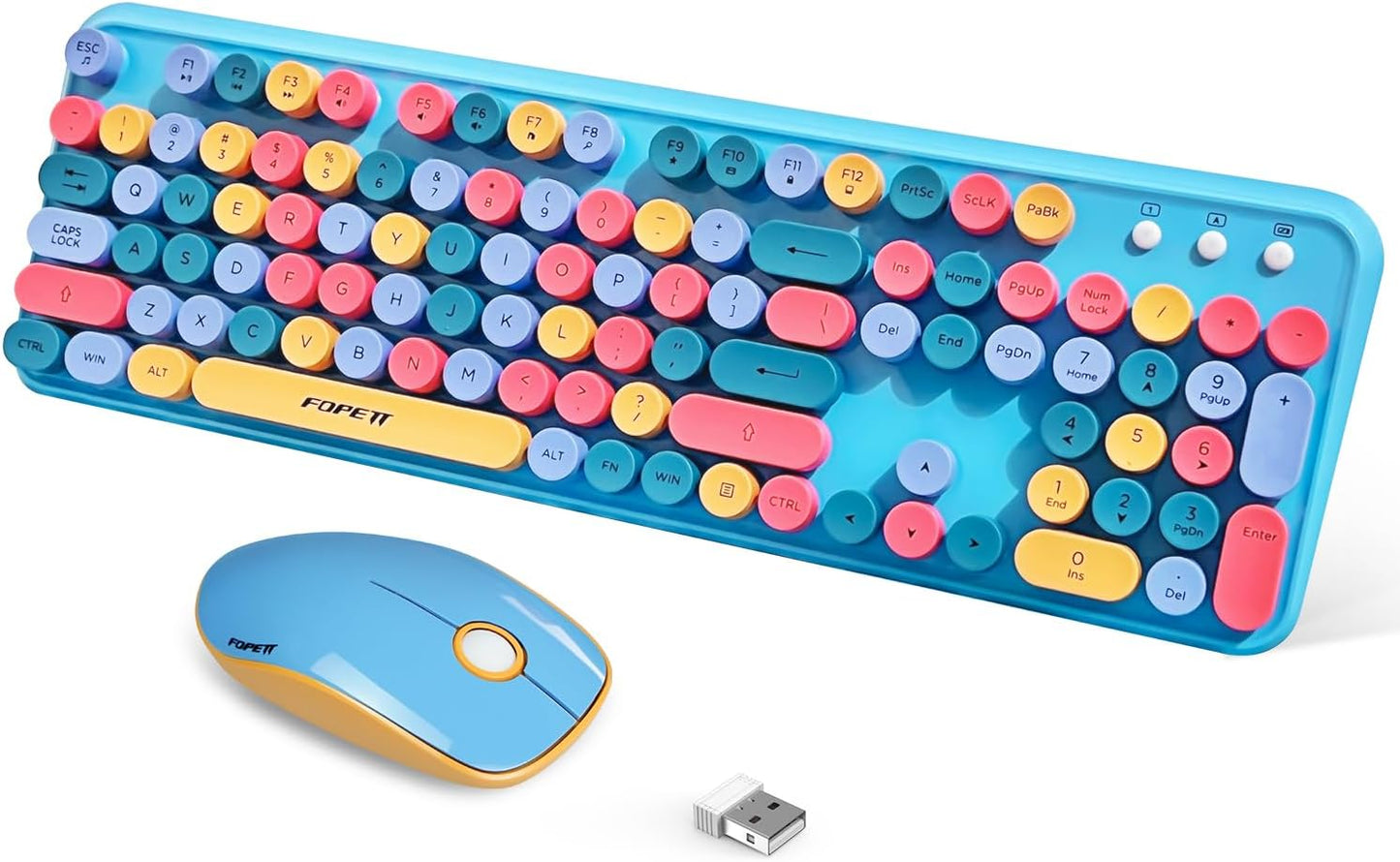 Fast Switch Wireless Keyboard & Mouse Set - Blue Color - For Windows/Laptop/PC