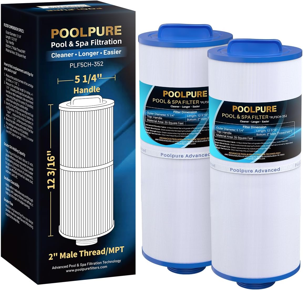 POOLPURE 5CH-352 Spa Filter for Marquis Spa and More