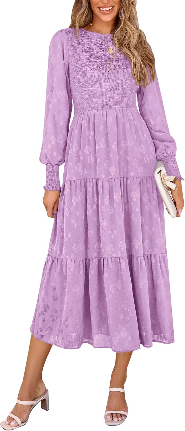 Elegant Floral Midi Dress with Pockets for Women - Chic Style