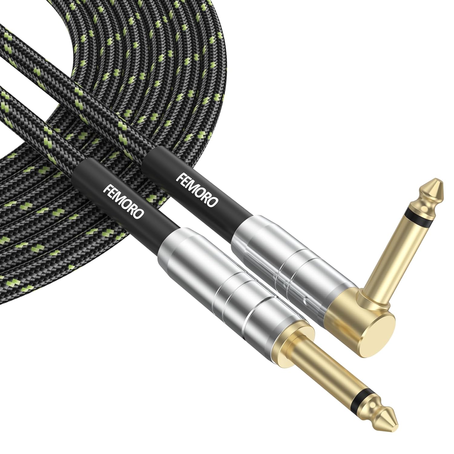 FEMORO 10ft Right Angle Guitar Cable - Crystal Clear Sound