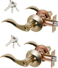 Wave Lever Keyed Entry Door Lock 2 Pack - Left Hand Gold