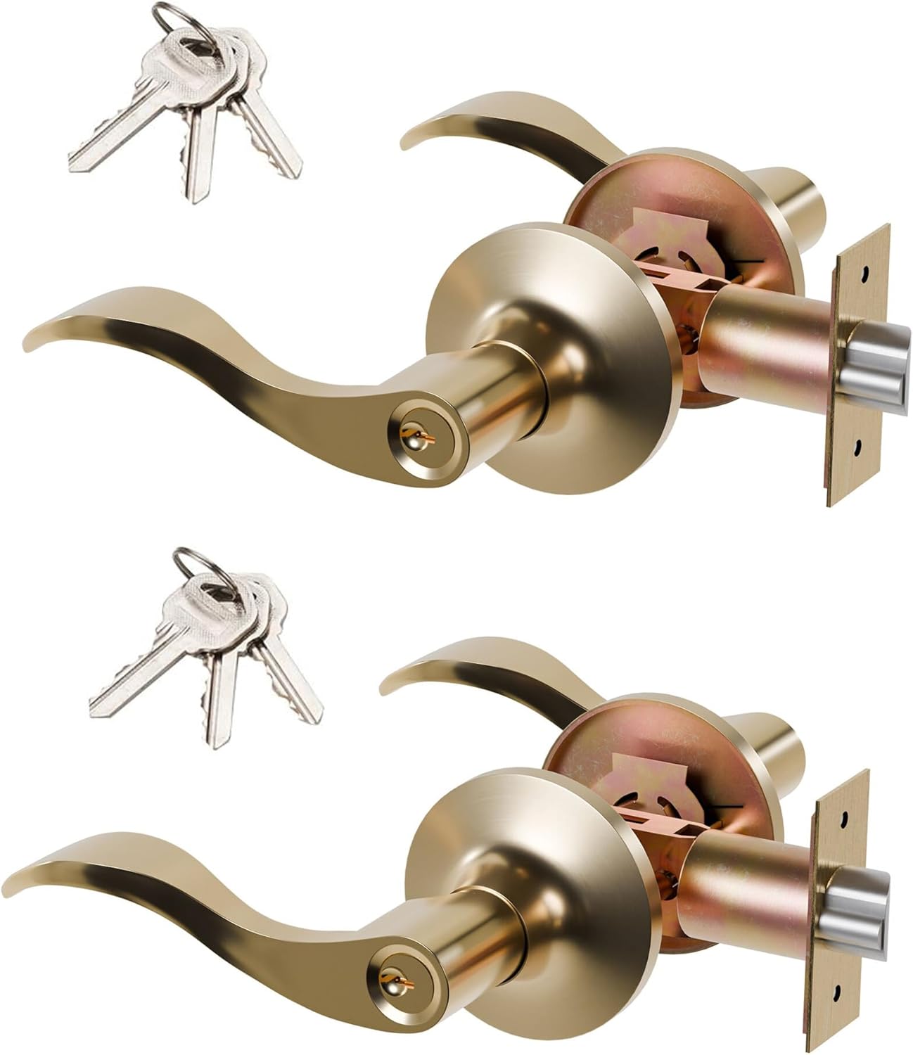 HENYIN Wave Lever Keyed Entry Door Lock Set for Left Hand Doors