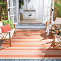 SAFAVIEH Courtyard 8 ft x 10 ft Terracotta Beige Stripe Rug - Outdoor