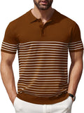 Men's Knit Polo Shirt Striped Short Sleeve - Lightweight Comfort will