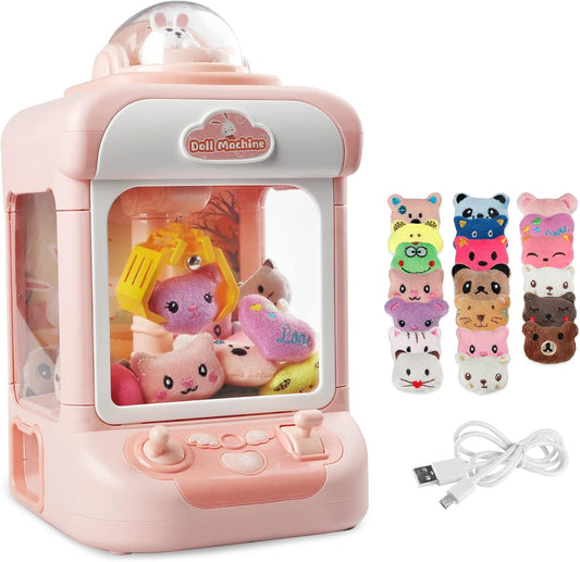 Interactive Claw Machine Game Bundle - Lights, Sound, 20 Plush Toys