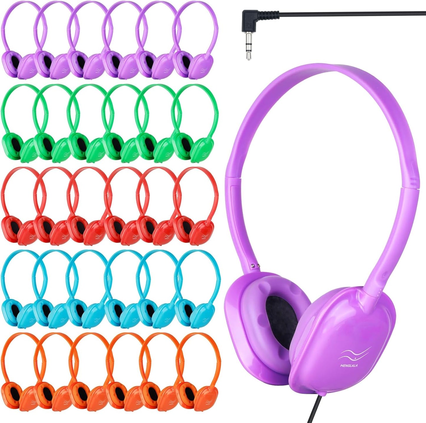 Bulk Headphones 30 Pack for Classroom School Kids - Wired Earphones