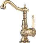 Brass Kitchen Faucet Antique Single Handle Mixer Tap - 360 Swivel