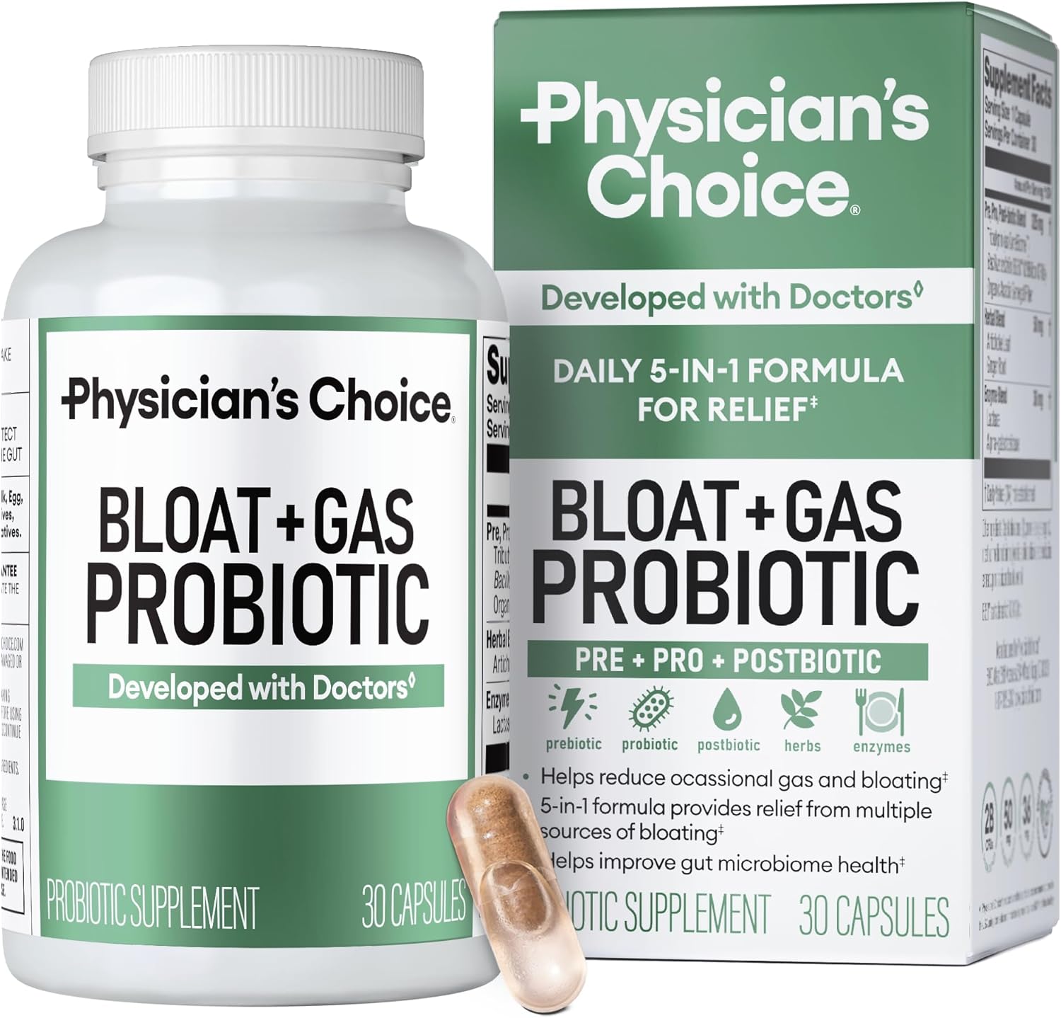 Bloat & Gas Probiotic 5-in-1 Support for Gut Health Relief
