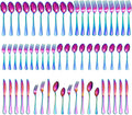 60 Pieces Rainbow Silverware Set for 12 - Colorful Stainless Flatware