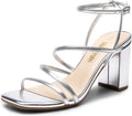DREAM PAIRS Women's Heels Chunky Block Rhinestone Strappy Sandals