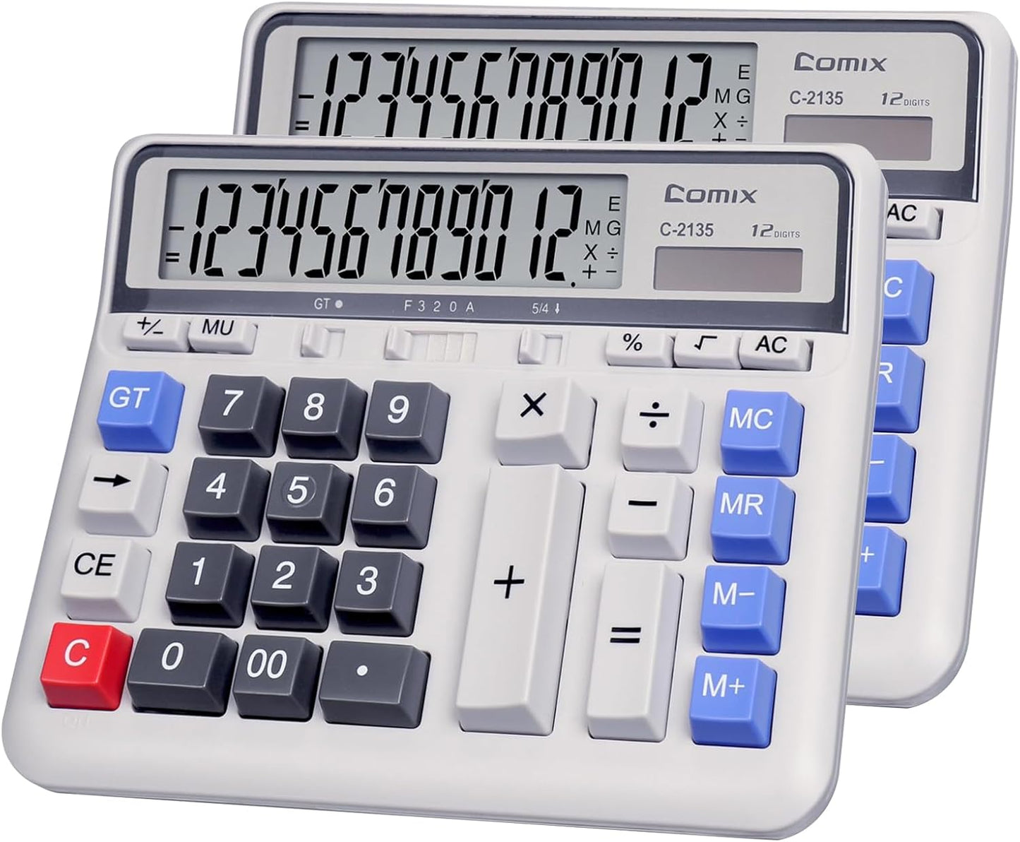 Comix 12-Digit Solar Desktop Calculator Duo