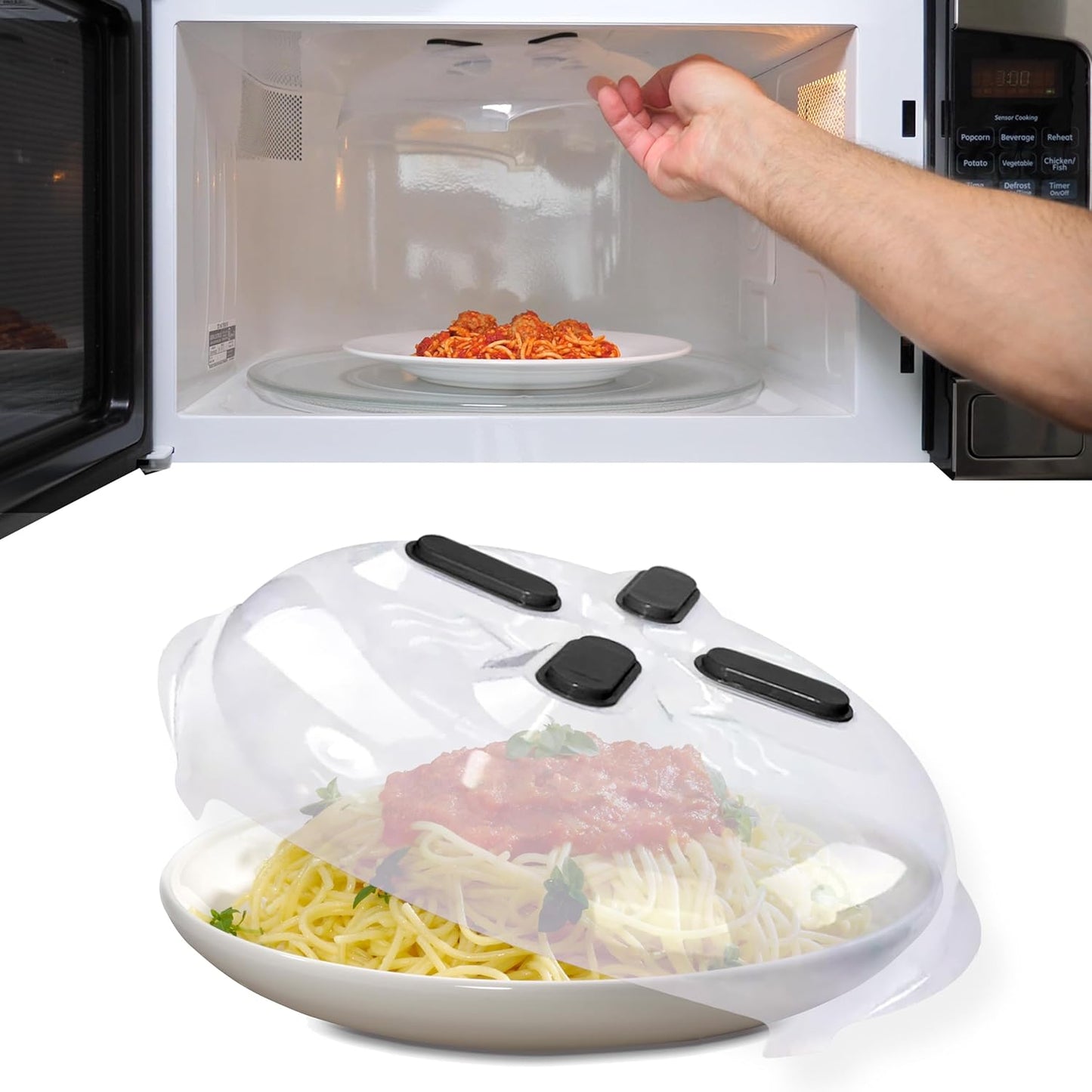 Magnetic Splatter Cover: Anti-Splash Microwave Lid - HOVER COVER