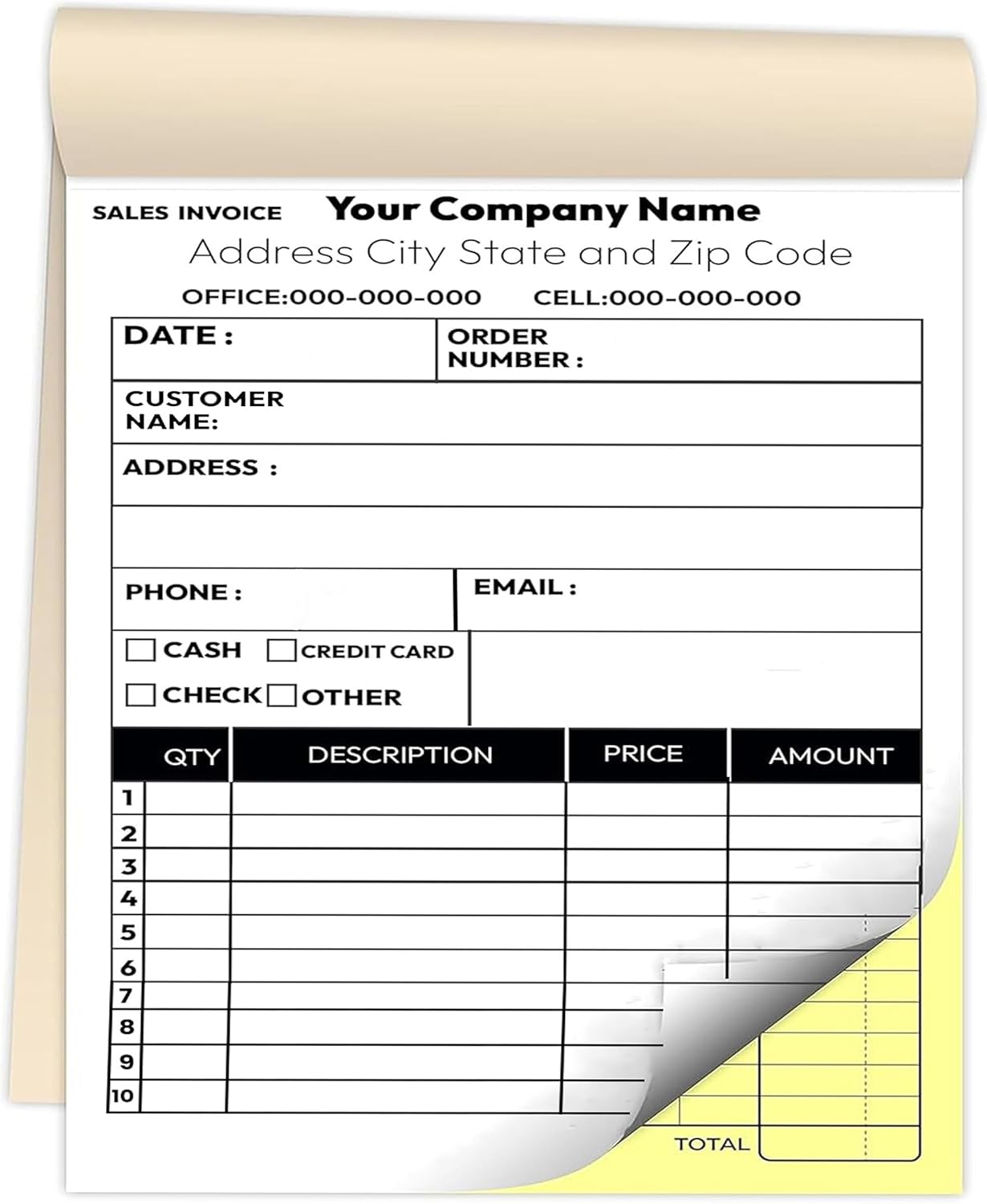 Custom 8.5 X 11 Invoice Receipt Book for Small Businesses