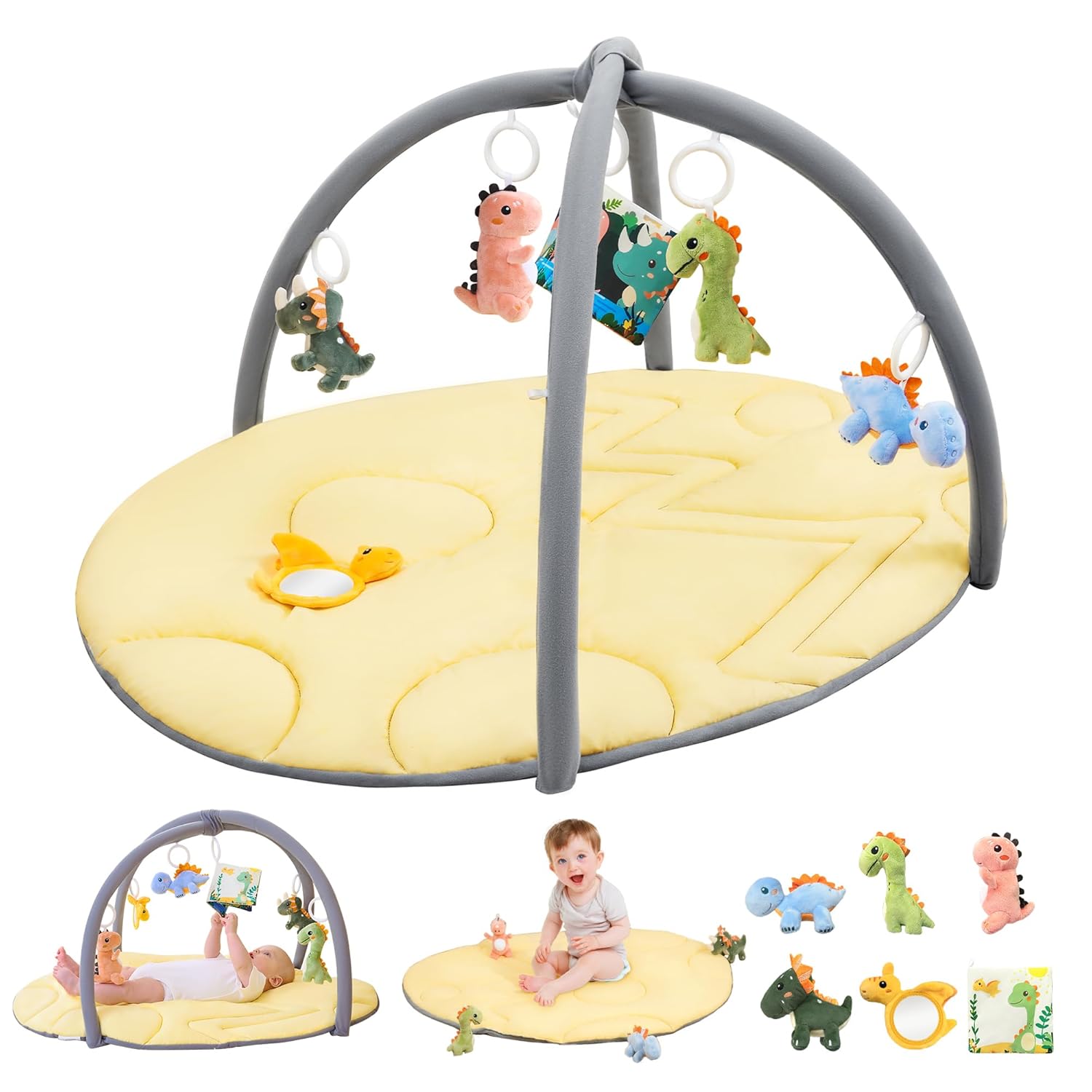 Dino-Themed Baby Play Gym for Sensory Development