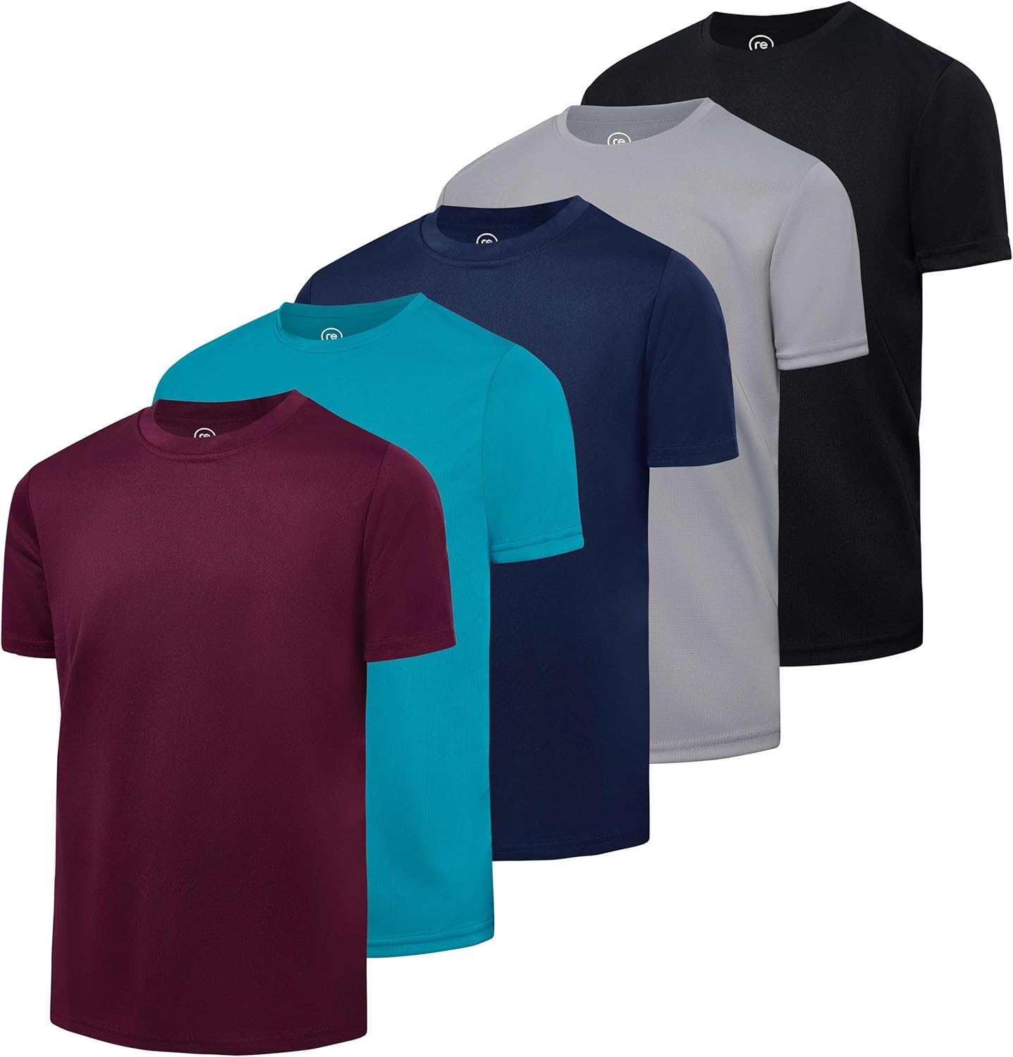 Real Essentials Boy's Active Athletic Performance Shirt 5 Pack