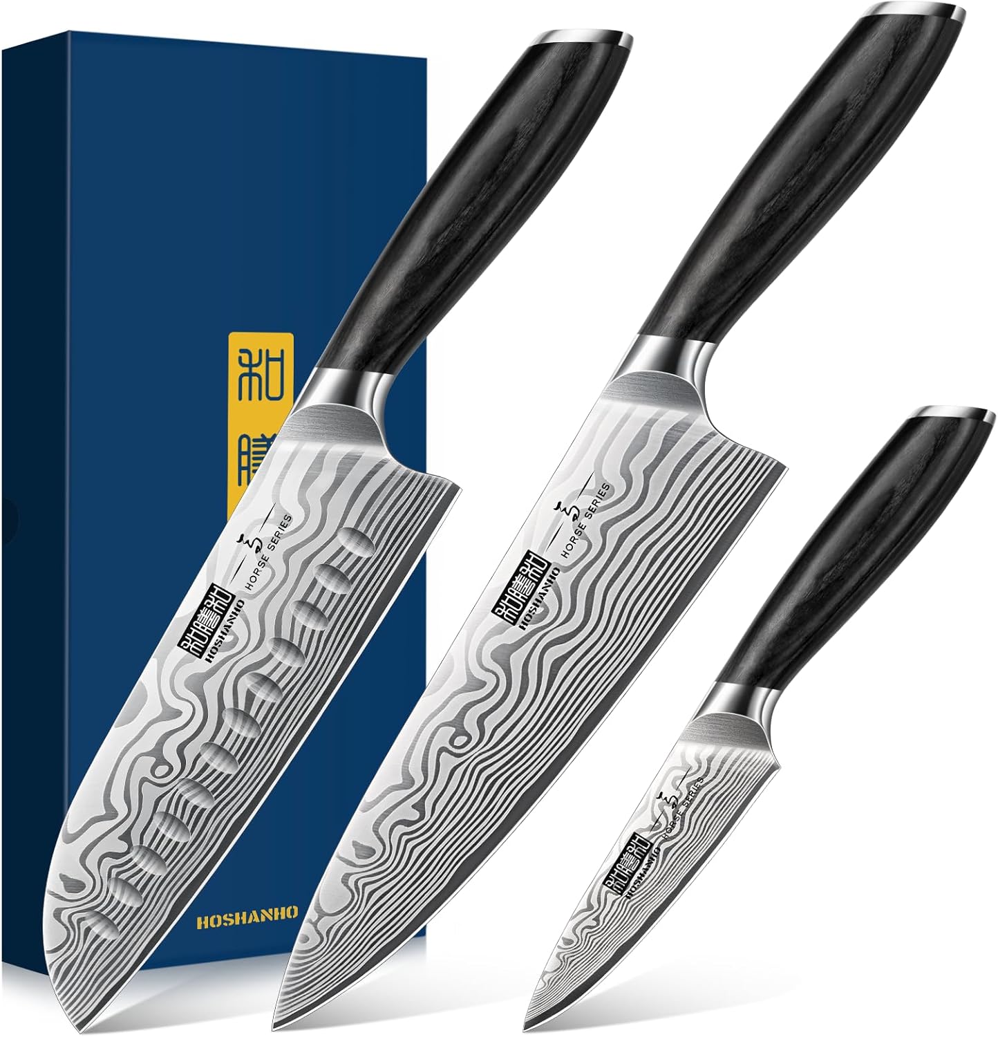 HOSHANHO 3 Pieces Knife Set for Professional Kitchen Use