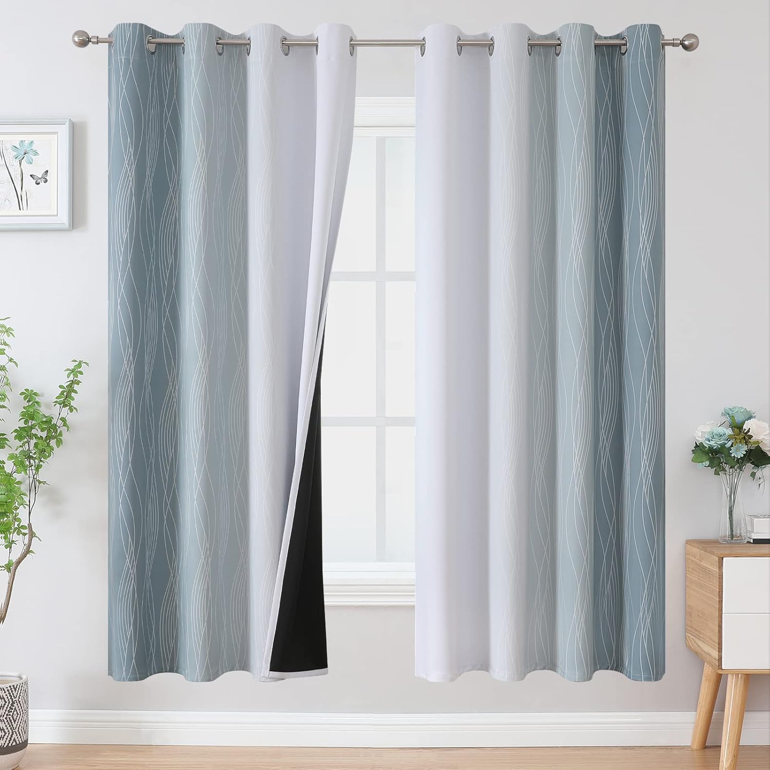 Ombre Blackout Curtains Set for Bedroom by Estelar Textiler