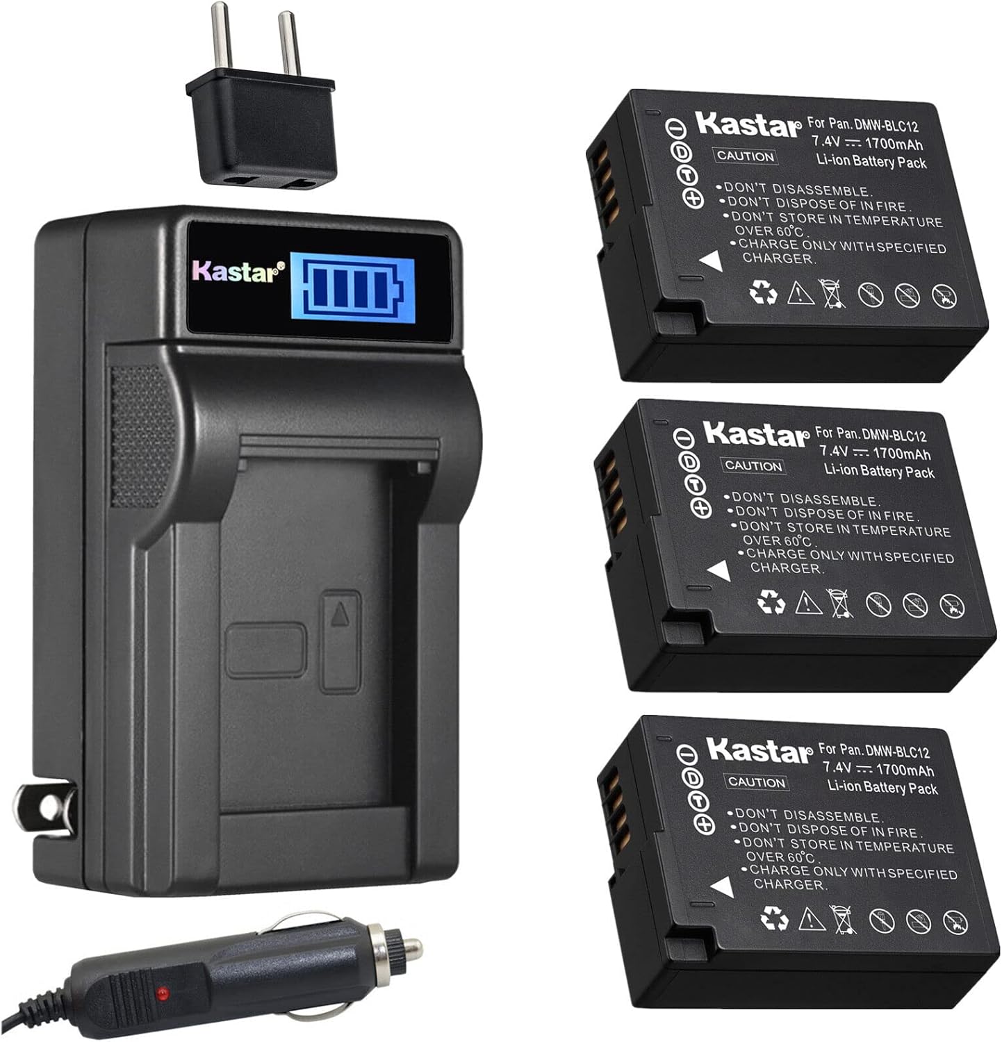 Kastar 3-Pack DMW-BLC12 Battery and Charger for Panasonic Cameras