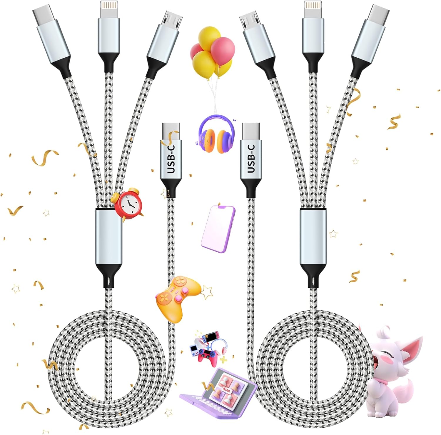 Fast Charge Any Device with 3-in-1 USB-C Cable!