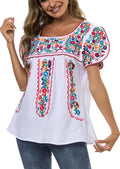 Mexican Shirts for Women Embroidered Tops Traditional Peasant Tunic