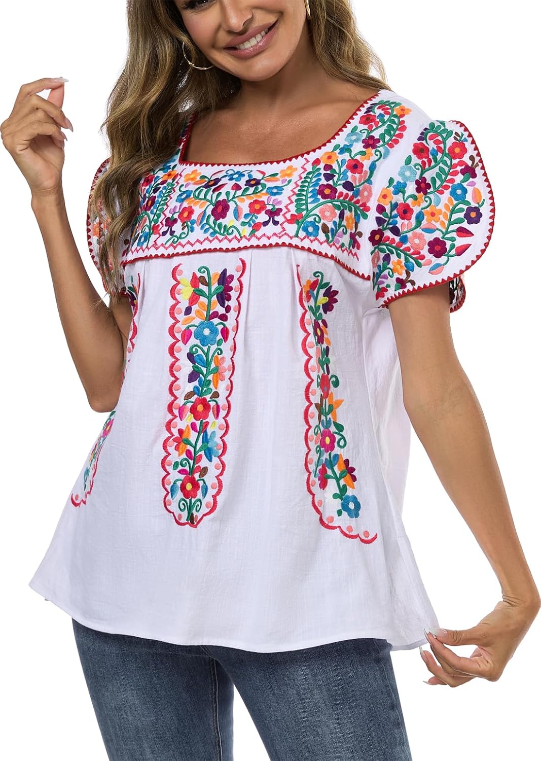 Mexican Shirts for Women: Embroidered Summer Tunic Blouse