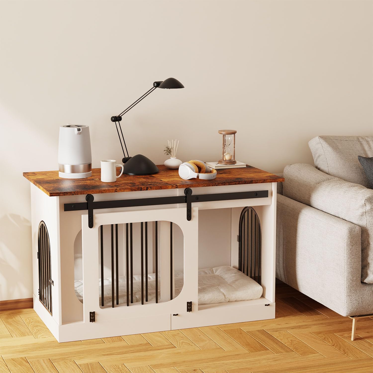 XL Dog Kennel Furniture with Cushion for Indoor Use