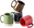 Unique Glaze Ceramic Coffee Mugs Set of 4 with Large Handle