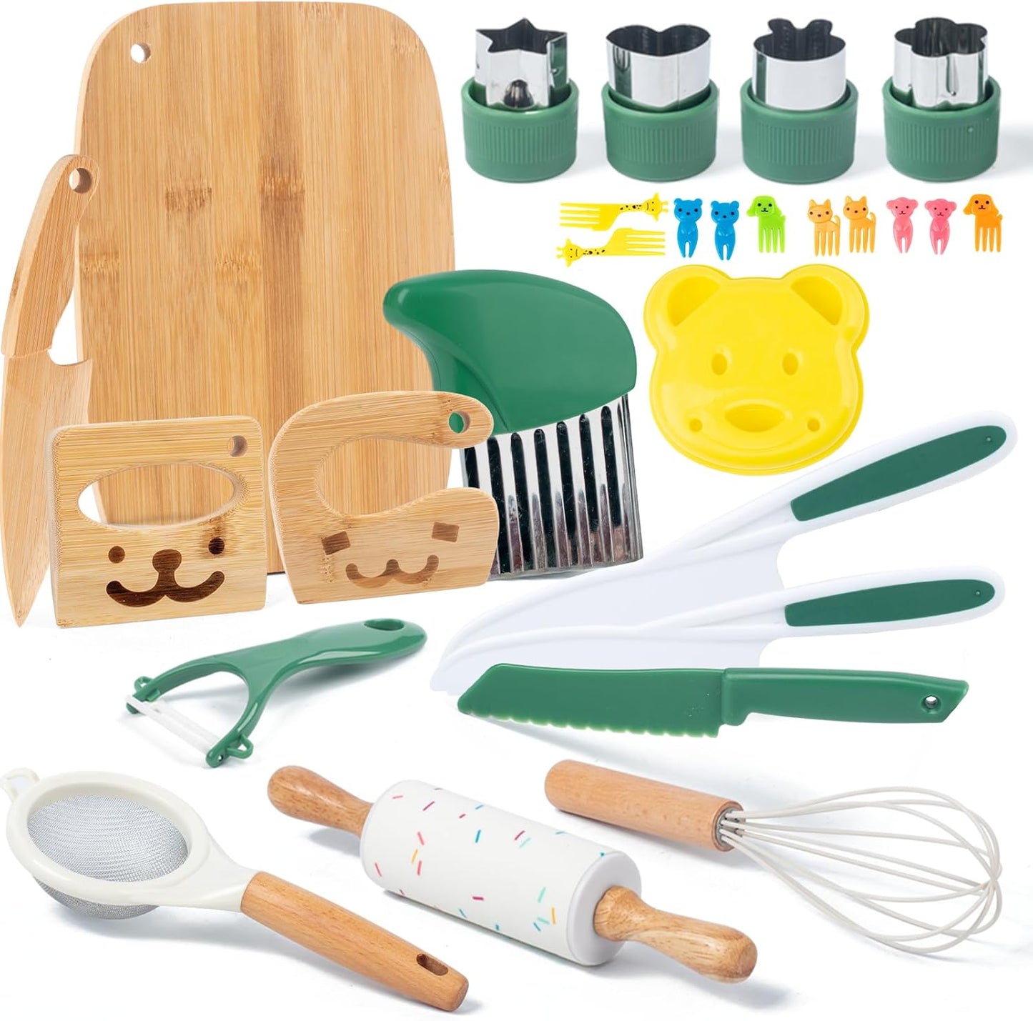 18 PCS Kids Cooking Sets Real Montessori Kitchen Tools for Toddlers