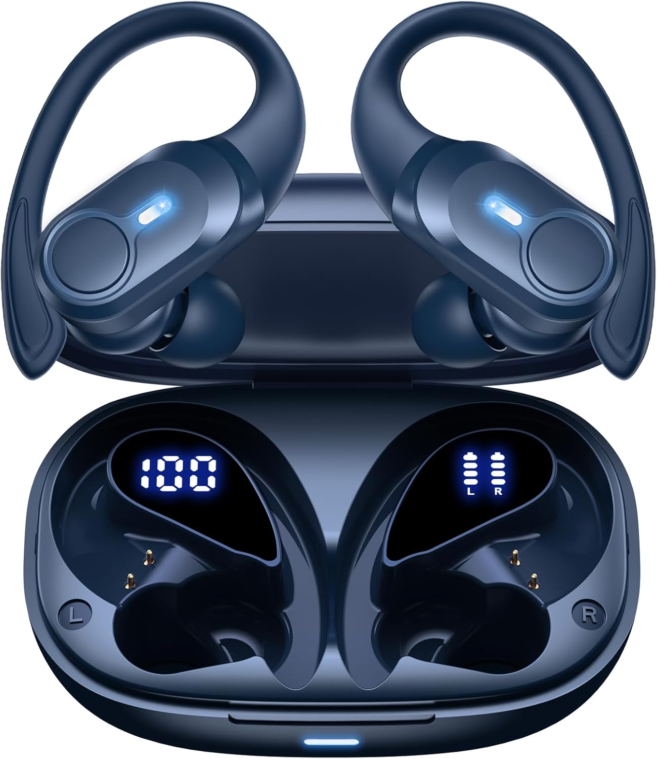 BOLOXA Wireless Earbuds: 70H Playback, Deep Bass, Waterproof, Blue