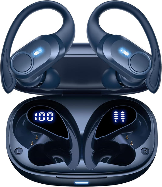 BOLOXA Wireless Earbuds: 70H Playback, Deep Bass, Waterproof, Blue