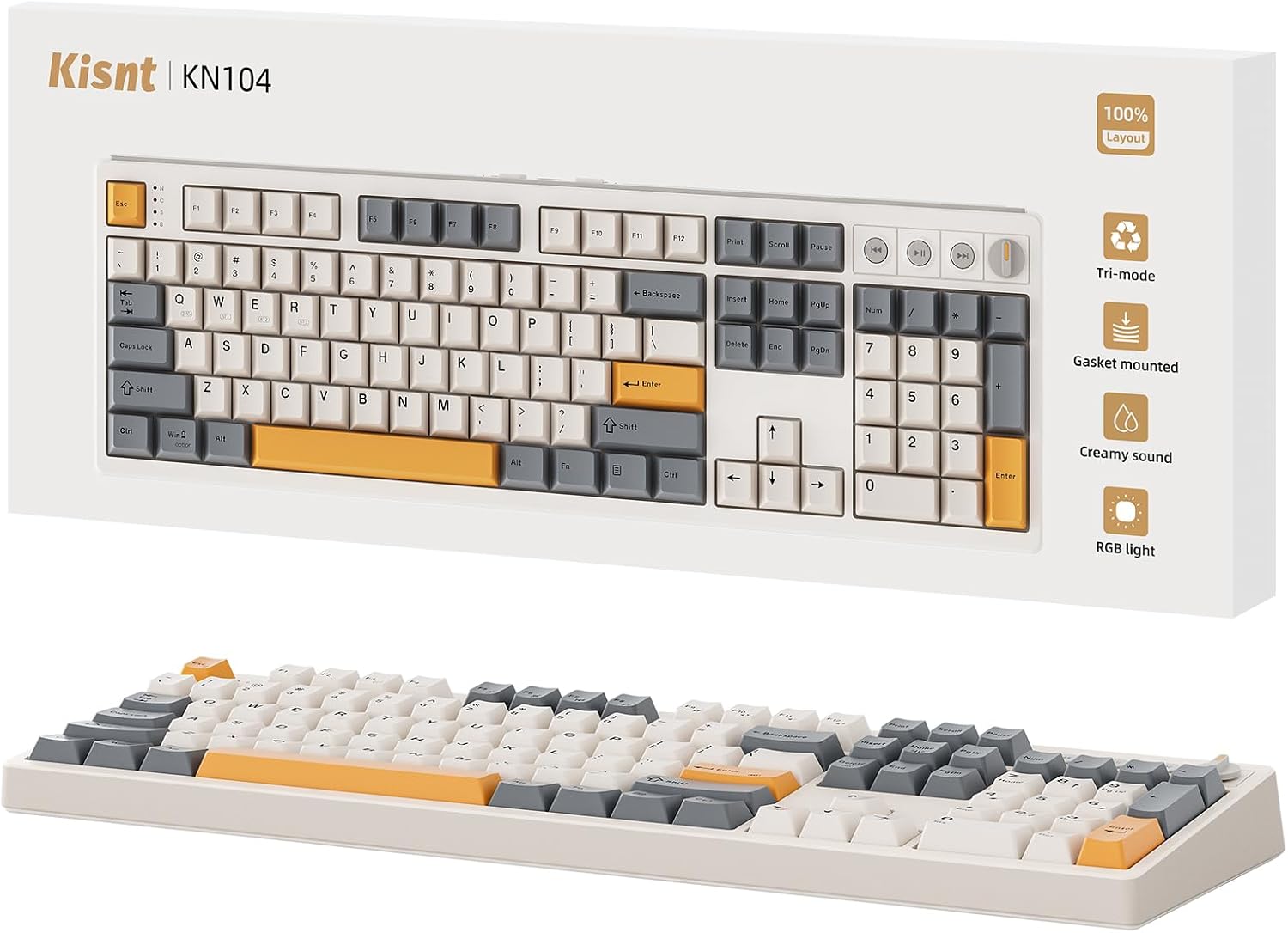 Wireless Mechanical Keyboard with 104 Keys for Gaming and Typing