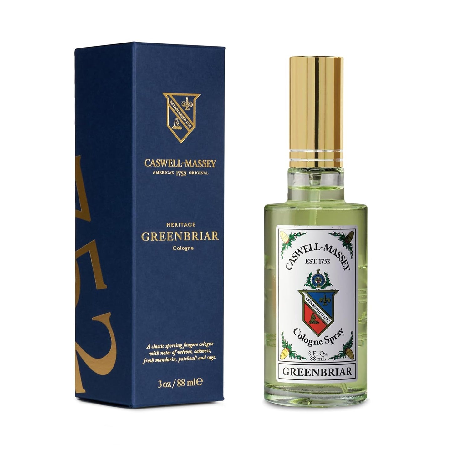 Caswell-Massey Greenbriar Gold Cap Cologne for Modern Men