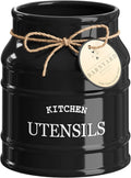 Ceramic Farmhouse Utensil Holder for Kitchen Counter - Large Rustic