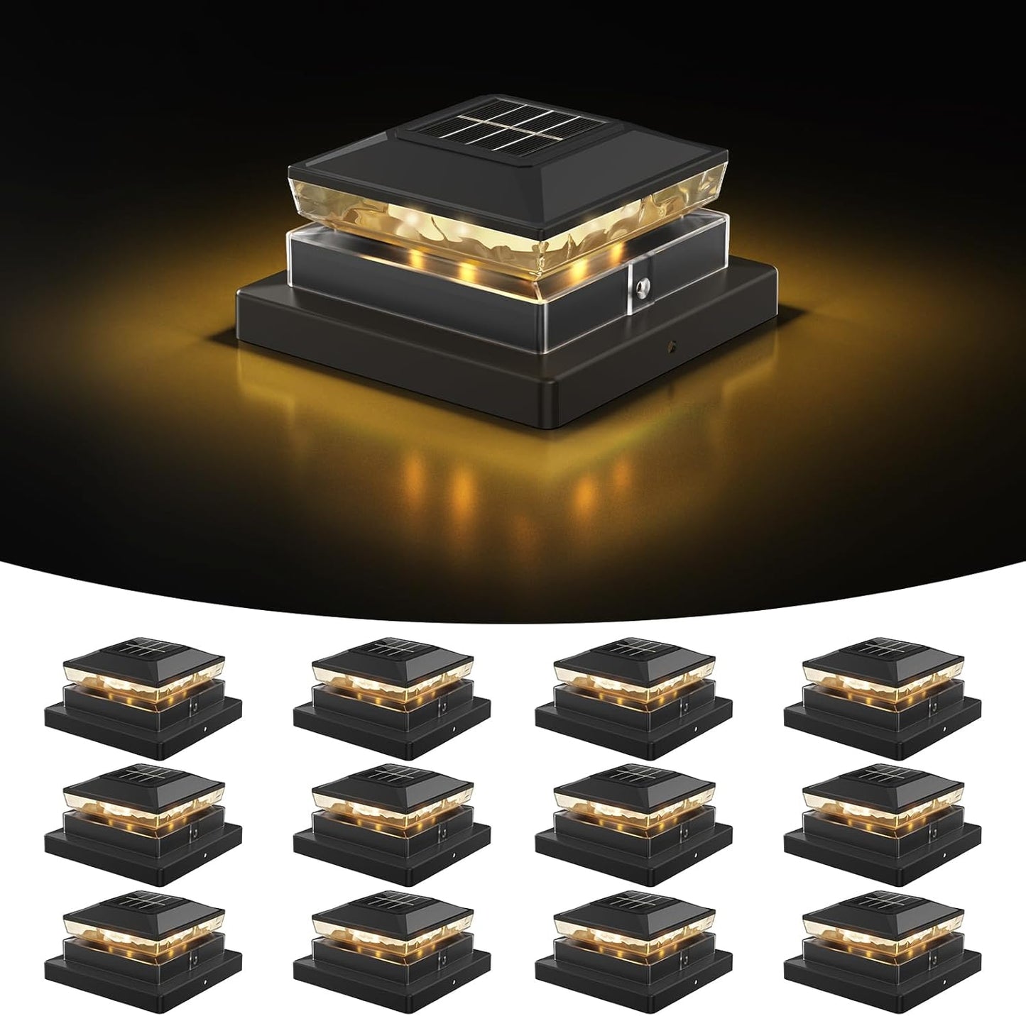 Solar Post Cap Lights for 4x4 and 5x5 Posts - 12 Pack
