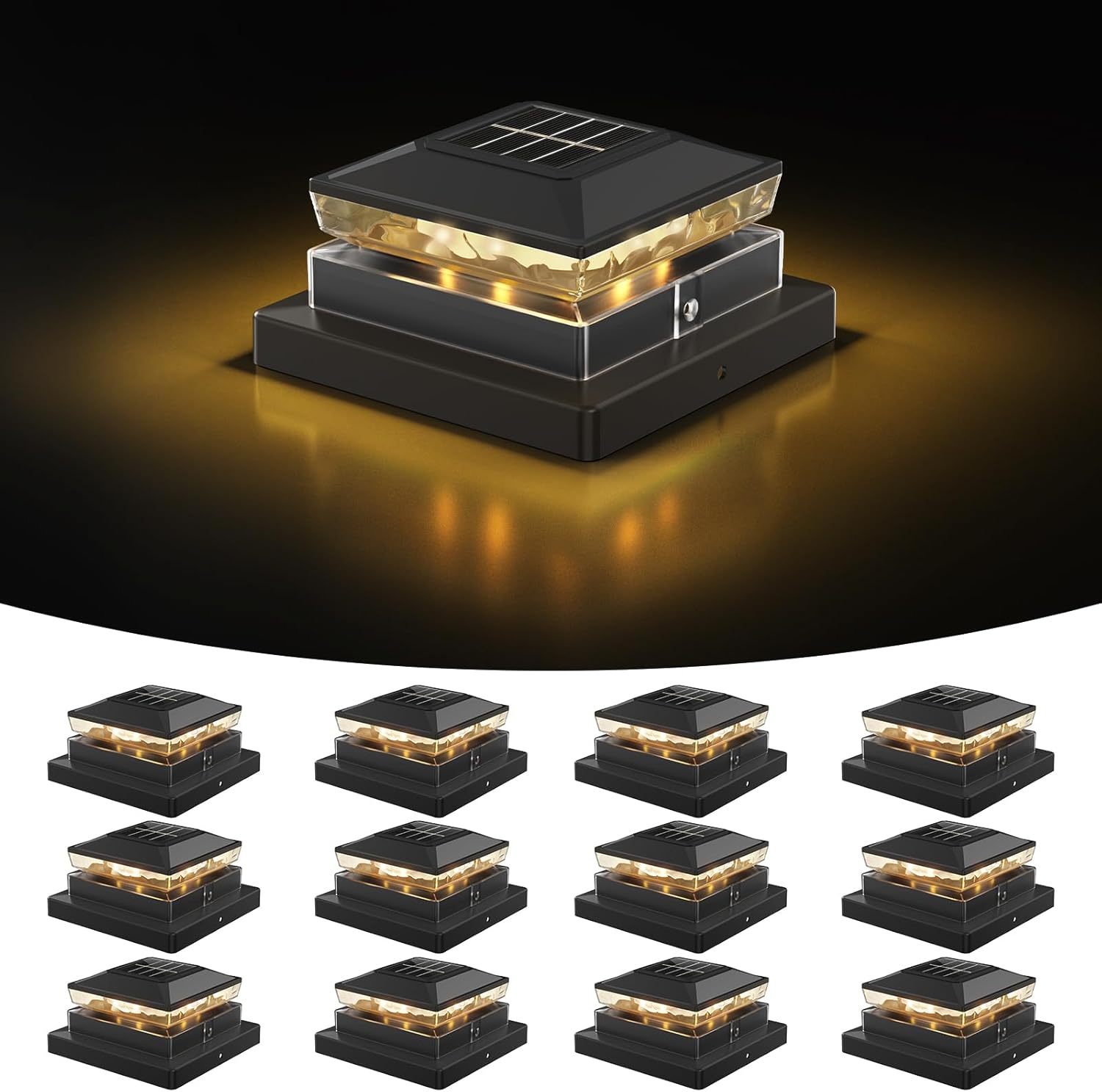 Solar Post Cap Lights for 4x4 and 5x5 Posts - 12 Pack