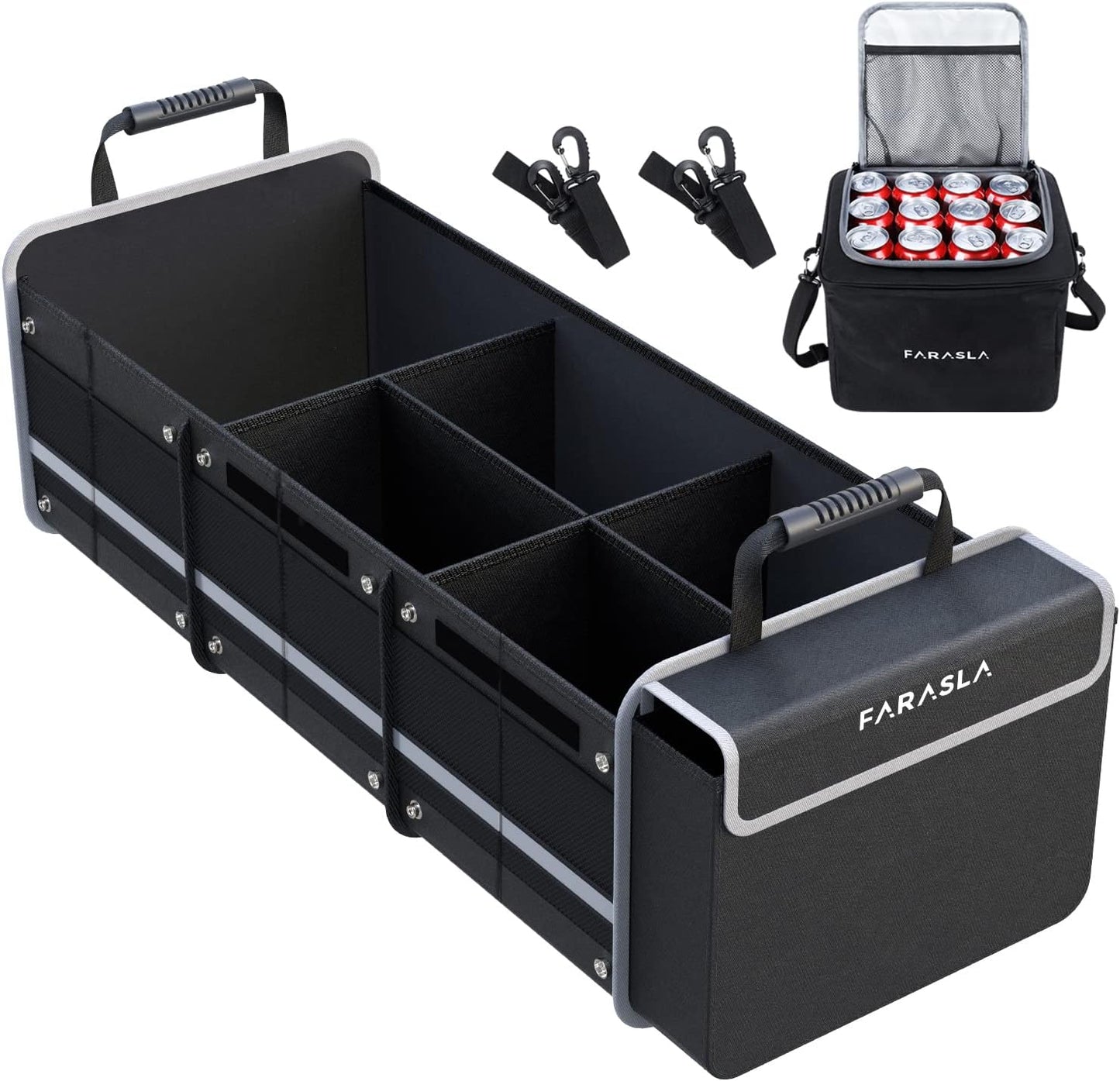 Farasla Waterproof Trunk Organizer with Insulated Cooler Bag