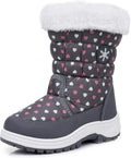Ahannie Toddler Girls Warm Snow Boots - Easy Zipper On/Off for Cold