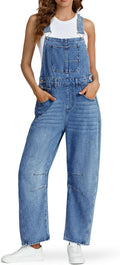 Denim Overall Women's Wide Leg Bib Jumpsuit - Casual Stretch Fit