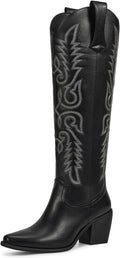 wetskiss Womens Tall Cowboy Boots Knee High - Comfortable Retro