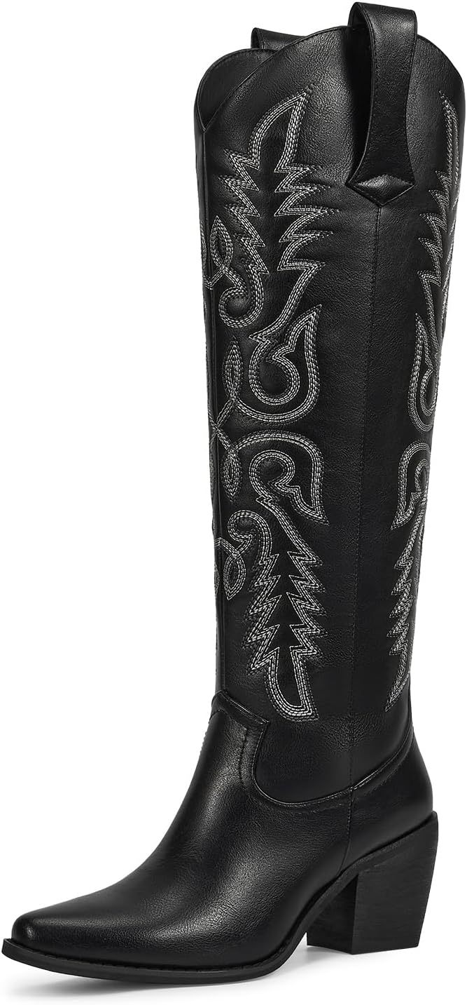 Stylish Tall Cowboy Boots with Side Zipper for Women