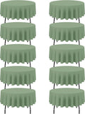 BRILLMAX 10 Pack Sage Green Round Tablecloths 90 in - Durable Elegant