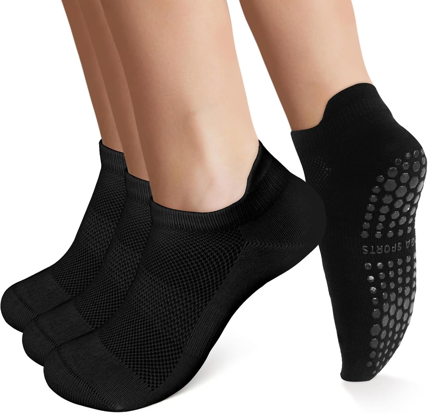 Non Slip Pilates Grip Socks for Women - 6 Pairs