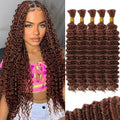 12A #30 Auburn Brown Human Braiding Hair 5 Bundles 14in - Boho Deep